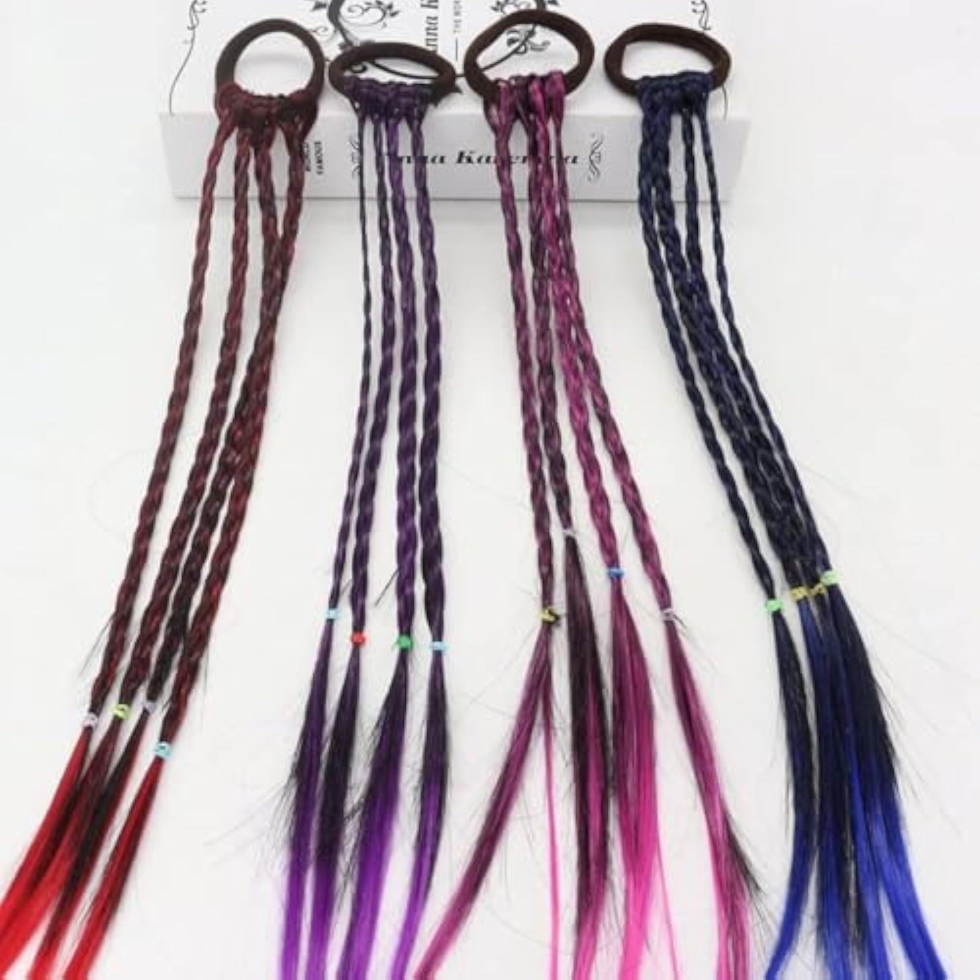 04 PCS Extension Braids, Colorful Fake Braid Hairpieces